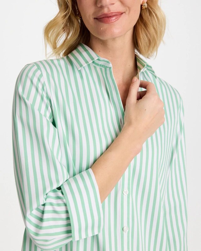 No Iron Striped Stretch Shirt - image 4